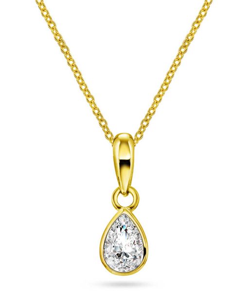 Smykke i sølv med zirkonia dråpe