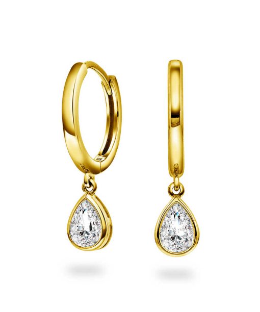 Øreringer i sølv med zirkonia dråpe