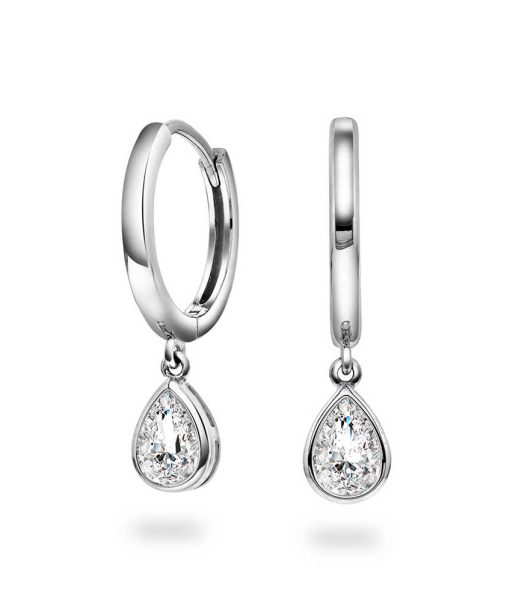Øreringer i sølv med zirkonia dråpe