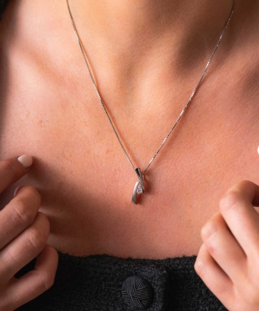 Alternative view of Smykkesett i 925 rhodinert sølv med zirk