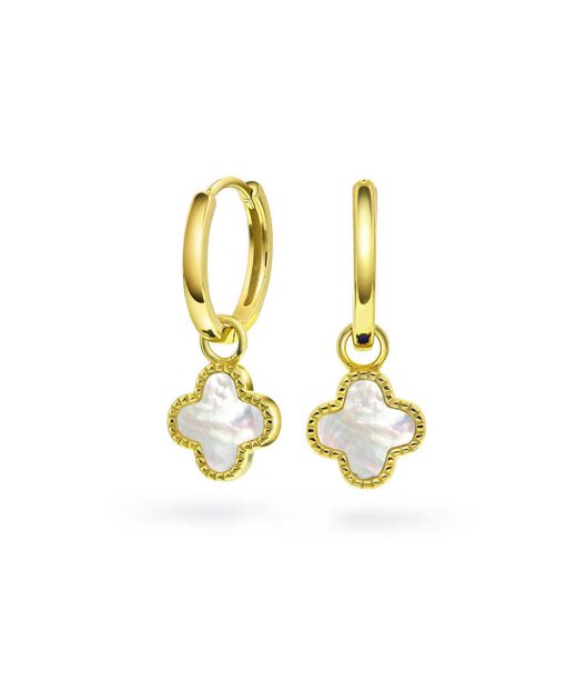 Øreringer i sølv perlemor kløver