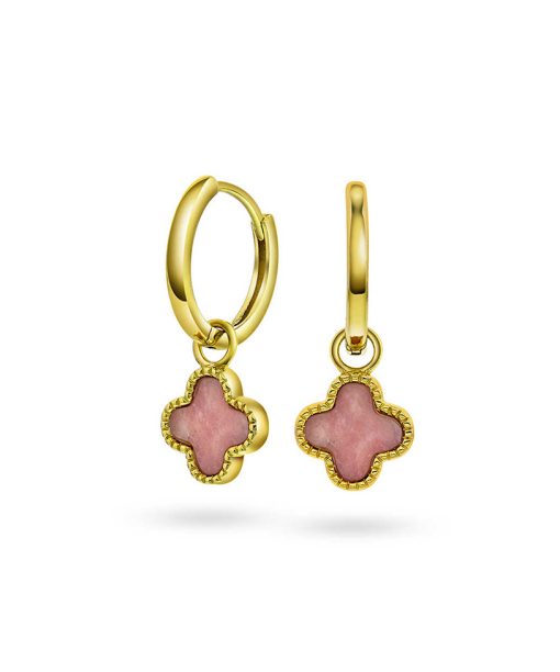 Øreringer i sølv rosa kløver