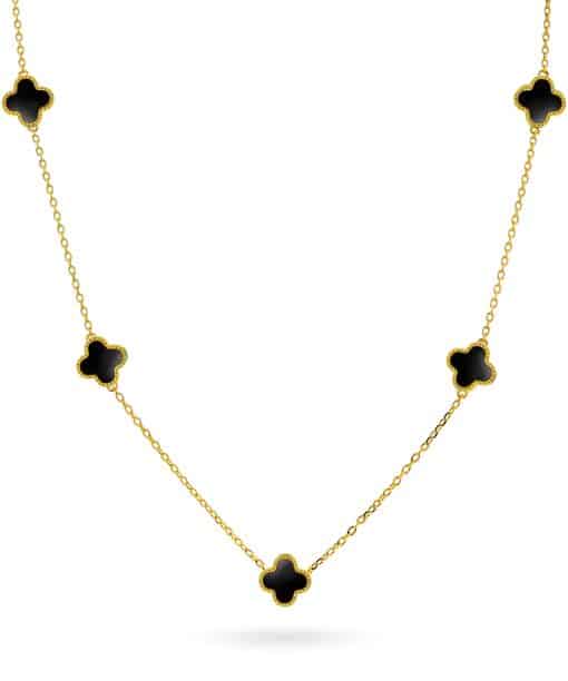 Smykke i sølv sort kløver