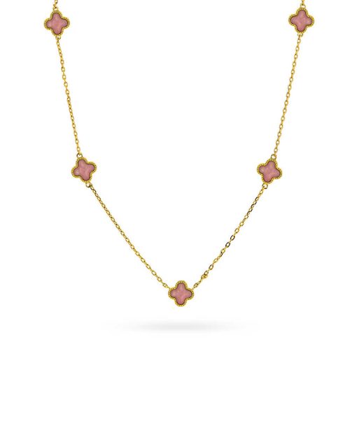 Smykke i sølv med rosa kløver