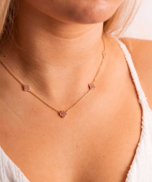 Alternative view of Smykke i sølv med rosa kløver