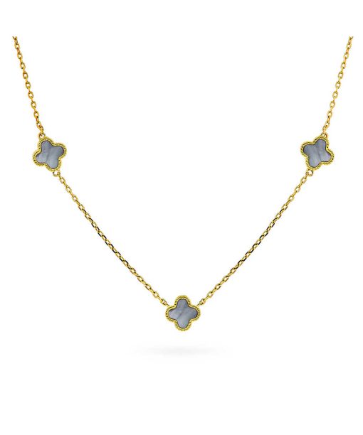 Smykke i sølv grå perlemor kløver