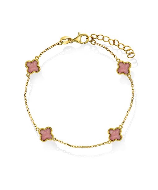 Armbånd i sølv rosa kløver