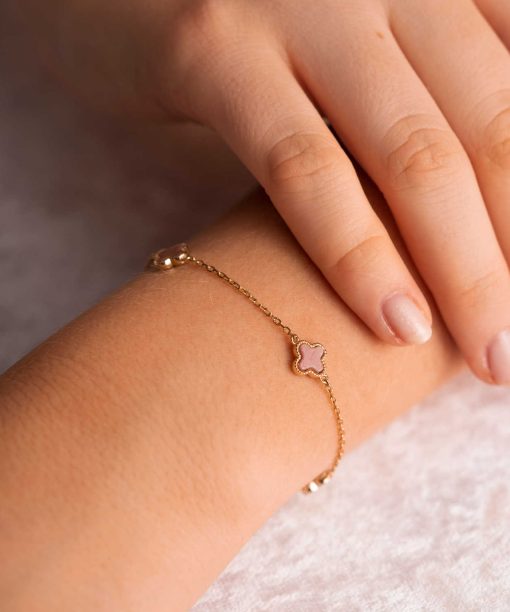 Alternative view of Armbånd i sølv rosa kløver