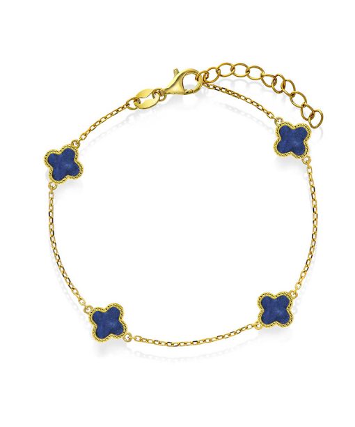 Armbånd i sølv havblå kløver