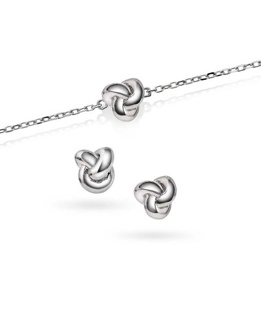 Knute øredobber og armbånd i sølv