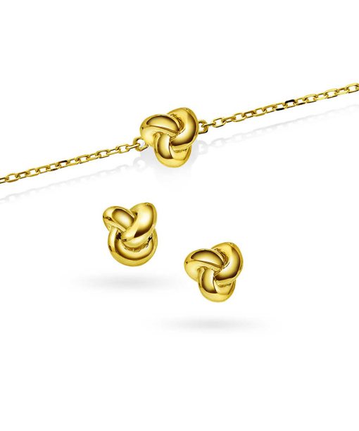 Knute øredobber og armbånd i sølv