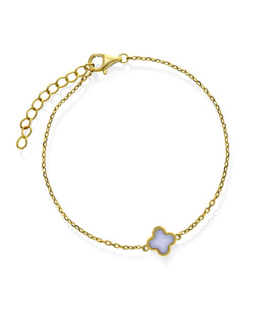 Armbånd i sølv med lysblå kløver