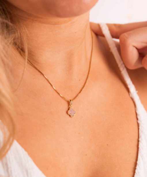 Alternative view of Smykke i sølv med rosa kløver