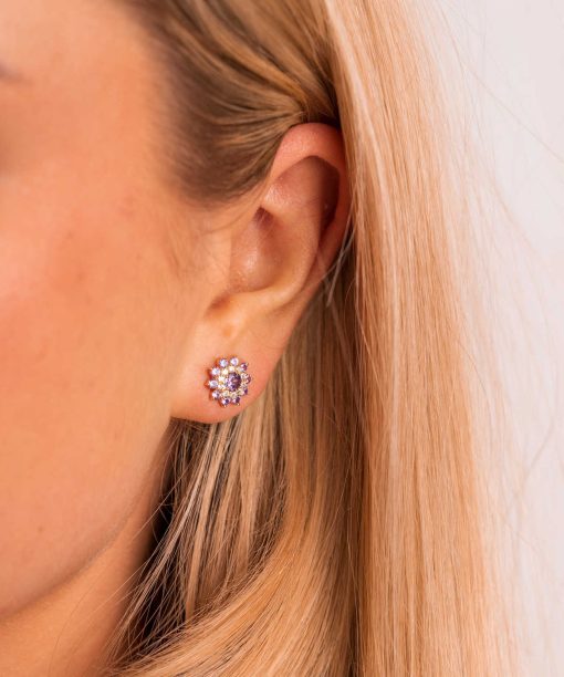 Alternative view of Napoli øredobber i sølv med zirkonia