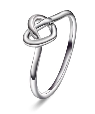 Ring i sølv knutehjerte