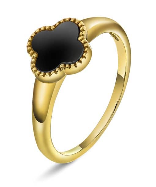 Ring i sølv med sort kløver