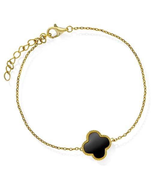Armbånd i sølv med sort kløver