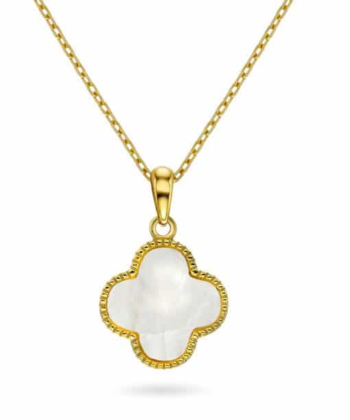 Smykke i sølv med perlemor kløver