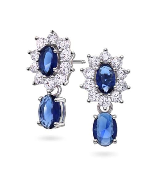 Royal øredobber i sølv med blå sten