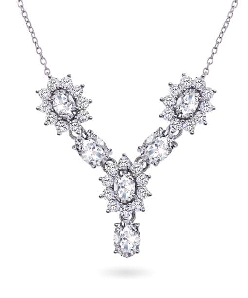 Royal smykke i sølv med hvite stener