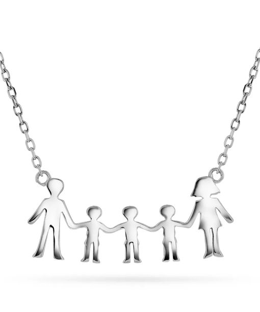 Smykke i 925 sølv mor, far, tre gutter