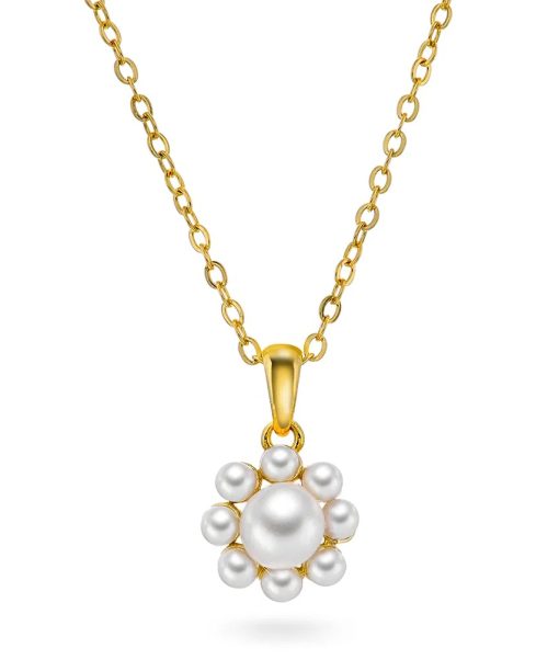 Perleblomst smykke i 925 forgylt sølv