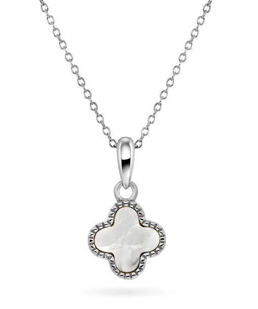 Kløversmykke i 925 sølv med perlemor