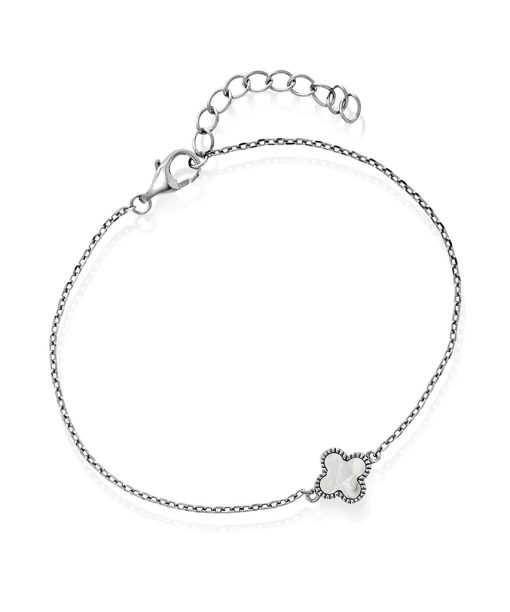 Kløver armbånd i 925 sølv perlermor