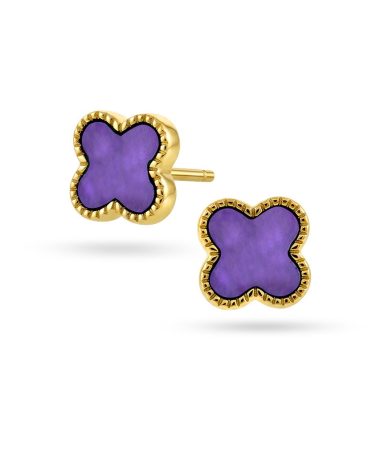Pan Jewelry - Kløver øredobber i sølv med lilla perlemor
