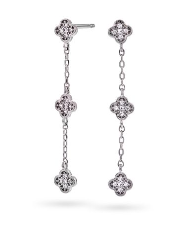 Pan Jewelry - Kløver øredobber i 925 sølv med zirkonia