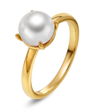Pan Jewelry - Grace ring i 925 forgylt sølv med ferskvannsperle