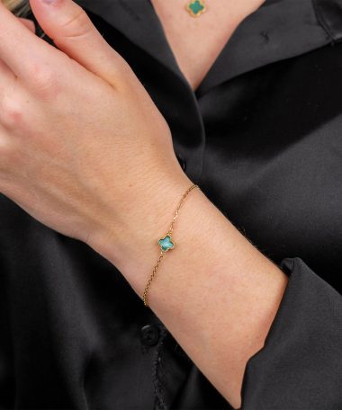 Alternative view of Pan Jewelry - Kløver armbånd i forgylt 925 sølv med grønn perlemor