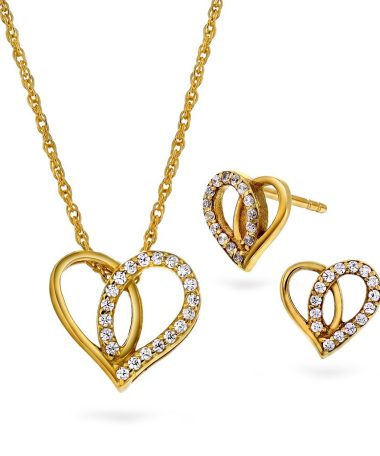 Pan Jewelry - Smykkesett i 925 forgylt sølv med zirkonia