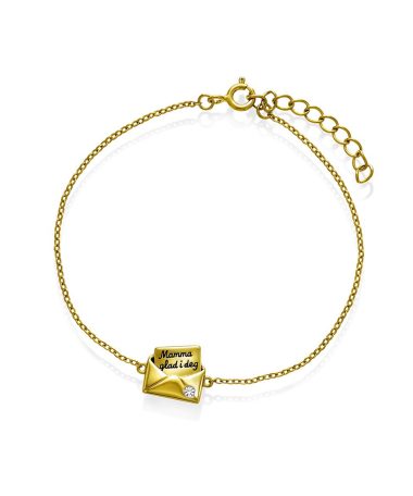 Pan Jewelry - 'Kjære mamma' armbånd i 925 forgylt sølv med zirkonia