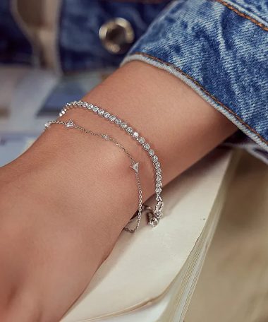 Alternative view of Ania Haie Triangular Cubic Zirconia Station Bracelet
