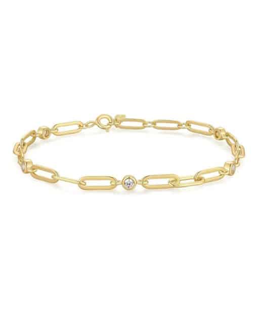 Ania Haie Gold Bezel Paper Clip Chain Bracelet