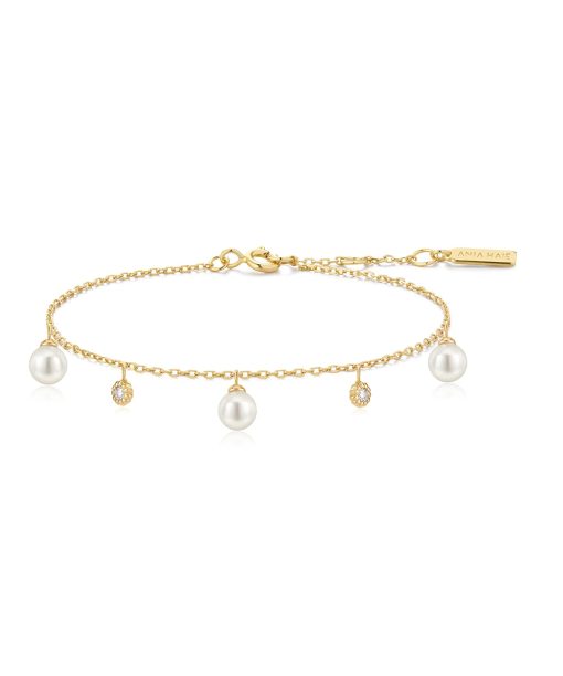 Ania Haie Gold Shell Pearl & Sparkle Drop Station Bracelet