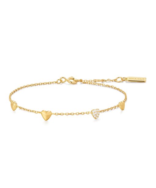 Ania Haie Gold Pavé Puffed Heart Station Bracelet