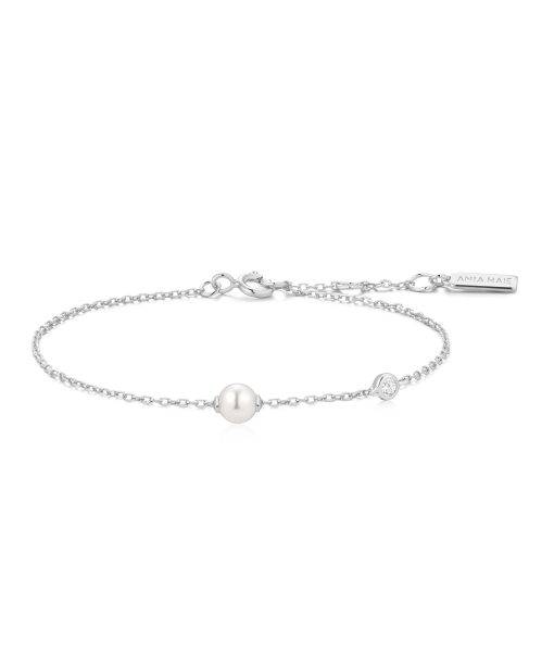 Ania Haie Silver Shell Pearl & Bezel-Set Sparkle Bracelet