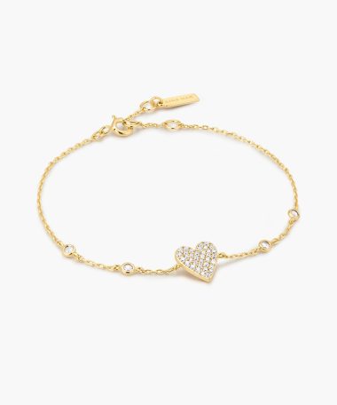 Ania Haie Gold Pavé Heart with Bezel Station Bracelet