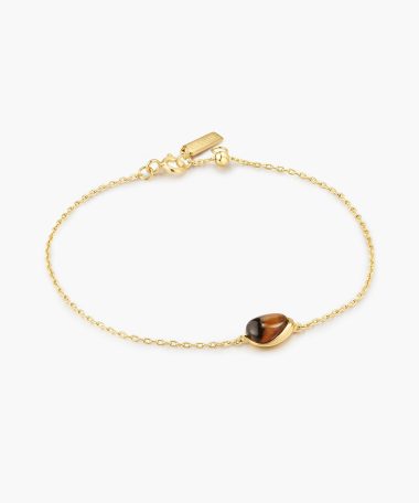 Ania Haie Gold Bezel Tiger's Eye Organic Dome Pebble Bracelet