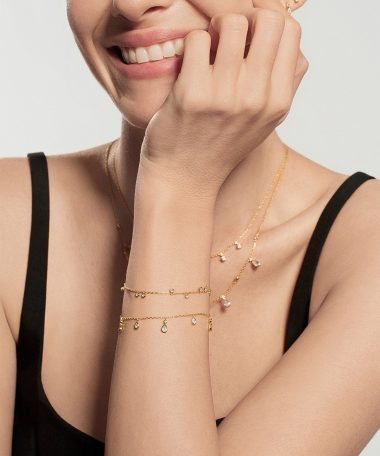 Alternative view of Ania Haie Gold Bezel-Set Teardrop Dangle Station Bracelet