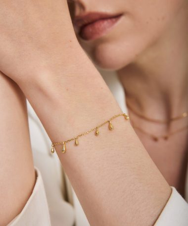 Alternative view of Ania Haie Gold Polished Teardrop Dangle Station Bracelet