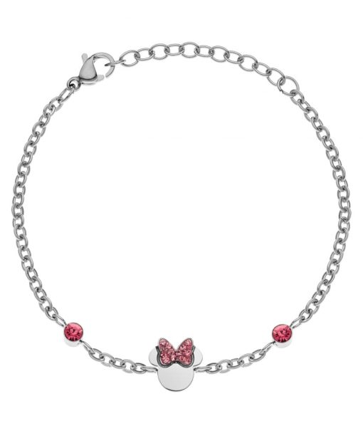Disney armbånd i stål Minni+rosa zirkoner