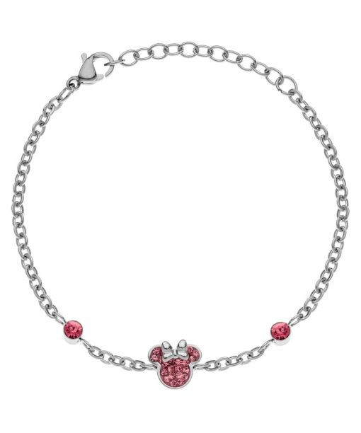 Disneyarmbånd i stål Minni +rosa zirkoner