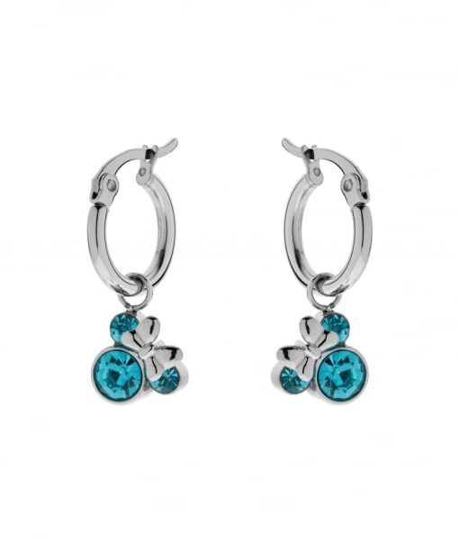 Disneyørepynt creoler i stål +blå zirkoner