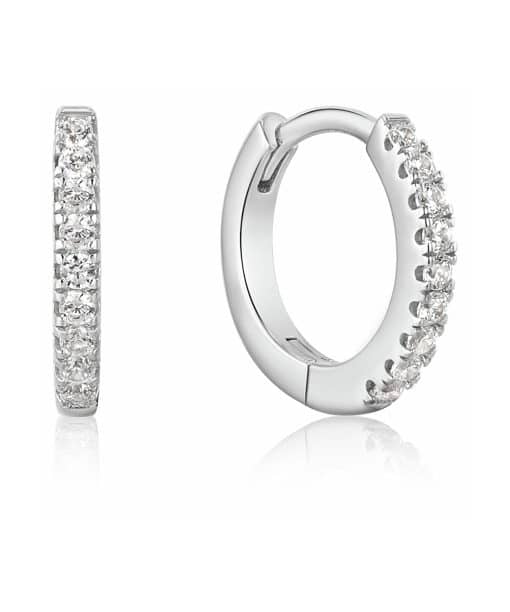 Silver Sparkle Huggie Hoop Earrings