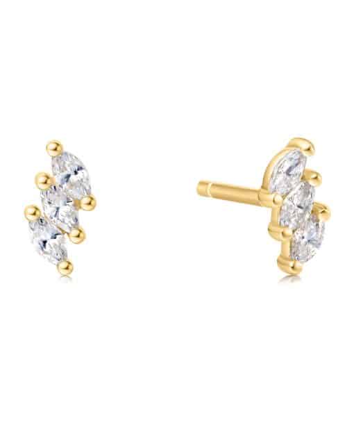 Ania Haie Gold Triple Marquise Stud Earrings