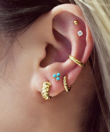 Alternative view of Ania Haie Gold Texture Small Hoop Earrings