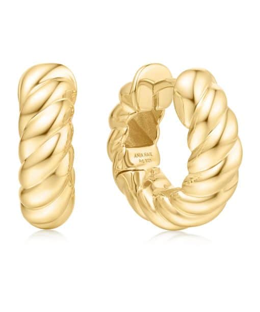 Ania Haie Gold Bold Texture Medium Hoop Earrings